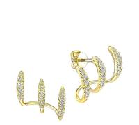 JQQJZLC Multi-Style Earrings : Triple Hoop, Illusion, Claw, Cuff, Double Piercing, Cross, Dangle, Large Gold Hoop, Filigree Designs | 14K Gold Plated, Cubic Zirconia for Everyday, Parties, Weddings