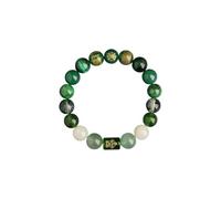 JQQJZLC Natural Stones Beaded Fengshui Bracelets, Energy Crystal Five Wealth Gods Protection Bracelets Attract Lucky Wealthy, White Crystal Stretch Bracelet for Men Women Relieve Stress