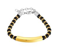 JQQJZLC New 2025 Mens Women Id Bracelet Stainless Steel Black Agate Ball Beaded Chain Extended 8.26Inch +6Cm N1552 Jewelry Findings Fashion Trendy Accessories Creative Gift