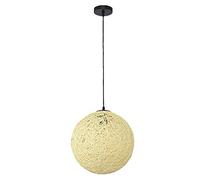 JQQJZLC Nordic Creative Bamboo, Rattan and Hemp Globes Pendant Light E26/E27 Colorful Hanging Lamp Restaurant Chandelier Kitchen Island Ceiling Spherical Rattan Nest Lampshade Bar Decor Bedroom