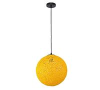 JQQJZLC Nordic Creative Bamboo, Rattan and Hemp Globes Pendant Light E26/E27 Colorful Hanging Lamp Restaurant Chandelier Kitchen Island Ceiling Spherical Rattan Nest Lampshade Bar Decor Bedroom