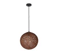 JQQJZLC Nordic Creative Bamboo, Rattan and Hemp Globes Pendant Light E26/E27 Colorful Hanging Lamp Restaurant Chandelier Kitchen Island Ceiling Spherical Rattan Nest Lampshade Bar Decor Bedroom