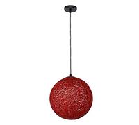 JQQJZLC Nordic Creative Bamboo, Rattan and Hemp Globes Pendant Light E26/E27 Colorful Hanging Lamp Restaurant Chandelier Kitchen Island Ceiling Spherical Rattan Nest Lampshade Bar Decor Bedroom
