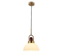 JQQJZLC Nordic Single Head Small Chandelier Japanese Style Milky White Glass Lampshade Metal Lamp Holder Solid Wood Pendent Lamp Hanging Lamp for Loft Coffee Bar Kitchen Island Lighting Fixture Made