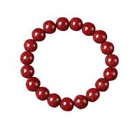 JQQJZLC Panzhu bracelet, Buddhist Rosary,Rosary Beads,Natural Cinnabar Bracelet Feng Shui Bracelet Crystal Cinnabar Lucky Beaded Bracelet Birth Year Talisman for Women Wealth Good Luck Prosperity