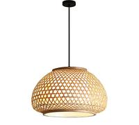 JQQJZLC Pendant Light Silent Wind Light Fixture, Coastal Wicker Pendant Light with Hand Woven 19.7'' Basket Lamp Shade, Rattan Chandeliers for Dining Room Kitchen Island Bedroom Foyer Hallwa