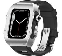 JQQJZLC Premium 316L Stainless Steel Watch Case Watch Strap,For 45mm 44mm,Metal Bezel Rubber Watch Band Rm Mod Kit,For Iwatch Ultra 8 49mm Replacement Accessories