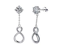 JQQJZLC Pure 925 Earrings Women Drop Long Infinity Fashion Trendy Female Party Jewelry