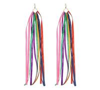 JQQJZLC Rainbow Tassel Dangle Earrings for Women Girls Gold Plated Boho Handmade Colorful Ribbon Long Threader Round Drop Dangling Lightweight Statement Hoop Hook Earring Bohemian Vacation Holiday