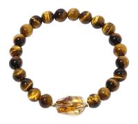 JQQJZLC Raw Citrine Crystal Beaded 8mm Tiger Eye Stone Bracelet for women Men Money Wealth Prosperity Good Luck Stretch Bracelets