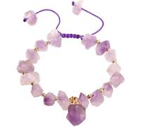 JQQJZLC Reiki Raw Amethyst Beaded Bracelets Peace Relaxation Handmade Charms Bracelets for Women Meditation February Birthstone Jewelry Gifts