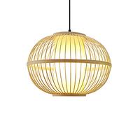 JQQJZLC Restaurant Pendant Lamp Weaving Creativity Wicker Lampshade E27 Base Height Adjustable Home Decoration Lighting Rural Style Chandelier Lantern for Kitchen Island Dining Table Bar
