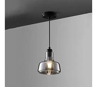 JQQJZLC Retro Glass Dining Room Ceiling Hanging Lamp Industrial Cafe Dining Table Pendant Light Wabi-sabi Wind B&B Bar Chandelier with E27 Holder,Smoke Grey Interesting Life (C)