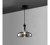 JQQJZLC Retro Glass Dining Room Ceiling Hanging Lamp Industrial Cafe Dining Table Pendant Light Wabi-sabi Wind B&B Bar Chandelier with E27 Holder,Smoke Grey Interesting Life (C)