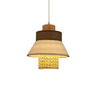 JQQJZLC Retro Japanese Style E27 Chandelier Pendant Lamp, Rattan Art Hanging Light Ceiling Lighting Fixture for Living Room Bedroom Restaurant Cafe Teahouse Bar Dining Room Club