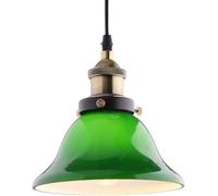 JQQJZLC Retro Pendant Light,Emerald Green Glass Lamp Shade Vintage Industrial Ceiling Lighting, Restaurant Loft Kitchen Coffee-Shop Chandelier Tools Produced in China