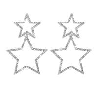 JQQJZLC Rhinestone Big Star Dangle Earrings for Women Girls Hypoallergenic Crystal Long Tassel Stars Charms Drop Dangling Stud Fashion Lightweight Festival Christmas Birthday Party Jewelry Dainty