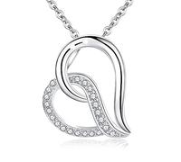 JQQJZLC rose color double heart zircon chokers pendants necklaces for women girl jewellery