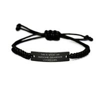 JQQJZLC Sarcastic Grandson Black Rope Bracelet, This is What an Awesome Grandson Looks, Present for Grandson, from Grandpa, Grandson Gifts, Best Gifts for Grandson, Unique Gifts for Grandson,