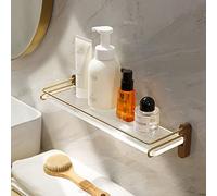 JQQJZLC Shower Caddy Gold Bathroom, Free Perforated Wall Hanging Acrylic Shower Caddy Storage Shampoo Basket, Vanity Cosmetic Hand Soap Storage Rack Bathroom Shelf Storage (Color : A50cm)