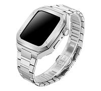 JQQJZLC Stainless Steel Link Bracelet for Band 45mm 44mm with Metal Case Bumper for iWatch SE Series 8 7 6 5 4 Strap Correa