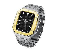 JQQJZLC Stainless Steel Metal Watch Case And Band Bezel Modification Kit Set，For Band Series 9 8 7 45mm 6 5 4 SE 44mm Series Upgrade Refit Watch Strap