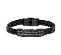 JQQJZLC To My Amazing Pappy, Never Forget How Much I Love You. Braided Leather Bracelets Gifts for Pappy from Family, Friend, or Coworker, Christmas Unique Pappy Gifts, Braided Leather Strand Jewelry,