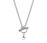 JQQJZLC Toggle Necklace For Men And Women, 925 Sterling Silver Hip Hop Cuban Link Chain T Bar Toggle Clasp Long Chain Pendant Charm Choker Necklace, Lock And Key Necklace