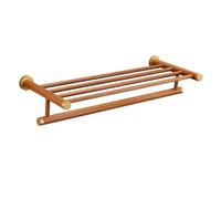 JQQJZLC Towel Rack Rustic Retro Towel Rail Rack, Wall Mounted Bathroom Towel Holder Shelf Double Solid Walnut Wood Board Storage Organizer Towel Holder Bathroom Hardware/Wood Color/60Cm