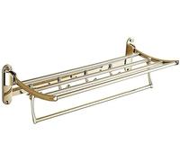 JQQJZLC Towel Rack Towel Rail European Style Foldable Towel Rack with Hooks Electroplated Zinc Alloy Wall-Mounted Towel Holder Bath Towel Rail Stand Towel Bar Towel Holder/A-Gold/50Cm