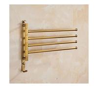 JQQJZLC Towel Rack Towel Rail for Bathroom, Antique Brass Folding Movable Bath Towel Bar, Bathroom Towel Racks Towel Hanger, Wall Mounted 2-4 Layers Rotatable Towel Holder/Two Bar B Bathroom Hardwar