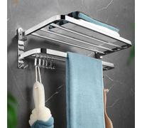 JQQJZLC Towel Rack Wall Mounted Towel Holder with Double Towel Rail, SUS304 Stainless Steel Polished Chromed
