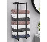 JQQJZLC Towel Rack Wall Mounted, Towel Storage 75cm Stainless Steel High Capacity Black Bathroom Towel Holder for Folded or Rolled Large Towels