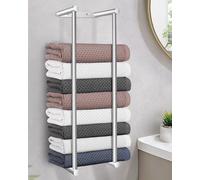 JQQJZLC Towel Rack Wall Mounted, Towel Storage 75cm Stainless Steel High Capacity Black Bathroom Towel Holder for Folded or Rolled Large Towels