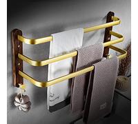 JQQJZLC Towel Rail Rack Bathroom Gold Walnut Solid Towel Rack, Bath Towel Holder, Toilet Waterproof Self Adhesive Double Towel Bar Pendant Storage Rack for Bathroom Kitchen (Color : 3 bar(Glue paste))