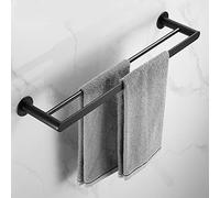 JQQJZLC Towel Rails Black Towel Rack, Towel Bar, Double-Bar Toilet Bathroom Nordic Light Towel Rail Towel Racks/Black 53Cm