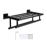 JQQJZLC Towel Rails Double Towel Holder with 2 Bar Bathroom Shelf,40Cm Brushed Bathroom Towel Rack Wall Mounted Hanger Storage Towel Bar Towel Racks/Bury