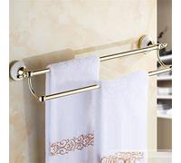 JQQJZLC Towel Rails, Gold Color Wall Mounted Stainless Steel Double Towel Bathroom Towel Hanger Bathroom Accessories Towel Rack