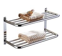 JQQJZLC Towel Rails, Towel Rail Towel Bar 2 Layer Towel Rack Bath 304 Stainless Steel Double Towel Shelf Wall Mounted Towel Rail Bar Storage Holder for Bathroom Towel Rack (Blue : A, Size