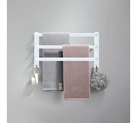 JQQJZLC Towel Rails Wall Mounted 3 Tier Towel Rack with Hooks Space Aluminum Towel Rack Bathroom Towel Holder No Fading Towel Shelves for Kitchen Bathroom Toilet Hotel Office (Black, 50CM)