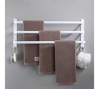 JQQJZLC Towel Rails Wall Mounted 3 Tier Towel Rack with Hooks Space Aluminum Towel Rack Bathroom Towel Holder No Fading Towel Shelves for Kitchen Bathroom Toilet Hotel Office (Black, 50CM)