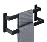 JQQJZLC Towel Rails Wall Mounted Bathroom Towel Holder 40CM Black Towel Rack with Double Towel for Kitchen, SUS304 Stainless Steel, EGOY2400-B