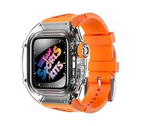 JQQJZLC Transparent Watch Case Rubber Strap Bezel Set,For 44mm 45mm Series 9 8 7 6 5 4 SE Band Upgrade Replace Sports Bracelet Watch Strap Accessories