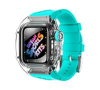 JQQJZLC Transparent Watch Case Rubber Strap Bezel Set,For 44mm 45mm Series 9 8 7 6 5 4 SE Band Upgrade Replace Sports Bracelet Watch Strap Accessories
