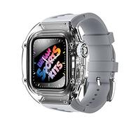 JQQJZLC Transparent Watch Case Rubber Strap Bezel Set,For 44mm 45mm Series 9 8 7 6 5 4 SE Band Upgrade Replace Sports Bracelet Watch Strap Accessories