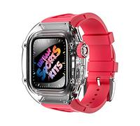 JQQJZLC Transparent Watch Case Rubber Strap Bezel Set，For 44mm 45mm Series 9 8 7 6 5 4 SE Band Upgrade Replace Sports Bracelet Watch Strap Accessories