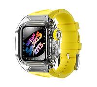 JQQJZLC Transparent Watch Case Rubber Strap Bezel Set,For 44mm 45mm Series 9 8 7 6 5 4 SE Band Upgrade Replace Sports Bracelet Watch Strap Accessories