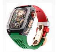 JQQJZLC Ultra 49mm RM Mod Kit Glacier Transparent Watch Case+Rubber Watch Strap,For Modification Kit,For iWatch Series 8 7 6 5 4 SE 45MM 44MM