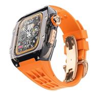 JQQJZLC Ultra 49mm RM Mod Kit Glacier Transparent Watch Case+Rubber Watch Strap,For Modification Kit,For iWatch Series 8 7 6 5 4 SE 45MM 44MM