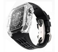 JQQJZLC Ultra 49mm RM Mod Kit Glacier Transparent Watch Case+Rubber Watch Strap,For Modification Kit,For iWatch Series 8 7 6 5 4 SE 45MM 44MM